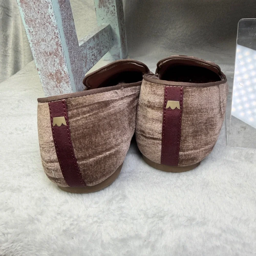 Birdies Donqun Velvet Loafers Womens 7 Brown Pleated Quilted Smoking Slippers